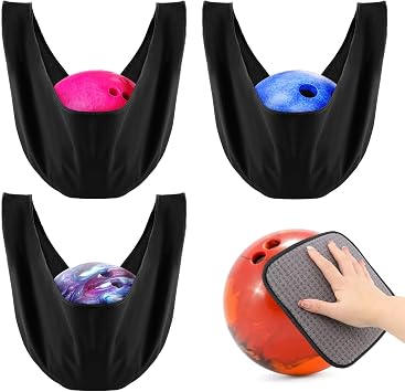 3Pcs Bowling Ball Polisher Bag,Microfiber Bowling Seesaw Bag Carrier | Washable Ball Cleaner Holder Bag,Clean & Carry Design,Reinforce Stitches, Added Protection, Soft & Lightweight,21 * 13Inch