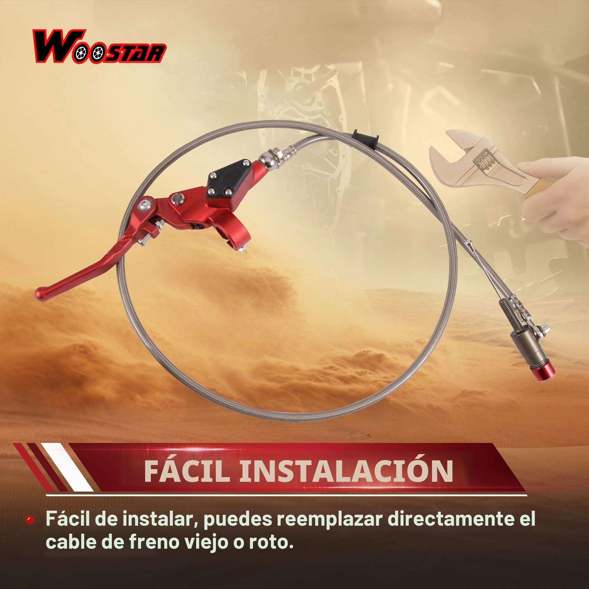 WOOSTAR Palanca de Embrague Cilindro Maestro Hidráulico con Tubo Combustible Reemplazo para Suzuki 125cc 150cc 180cc 200cc 250cc Vertical Motor Motocicleta Pocket Bike Pit Dirt Bike ATV Quad Rojo