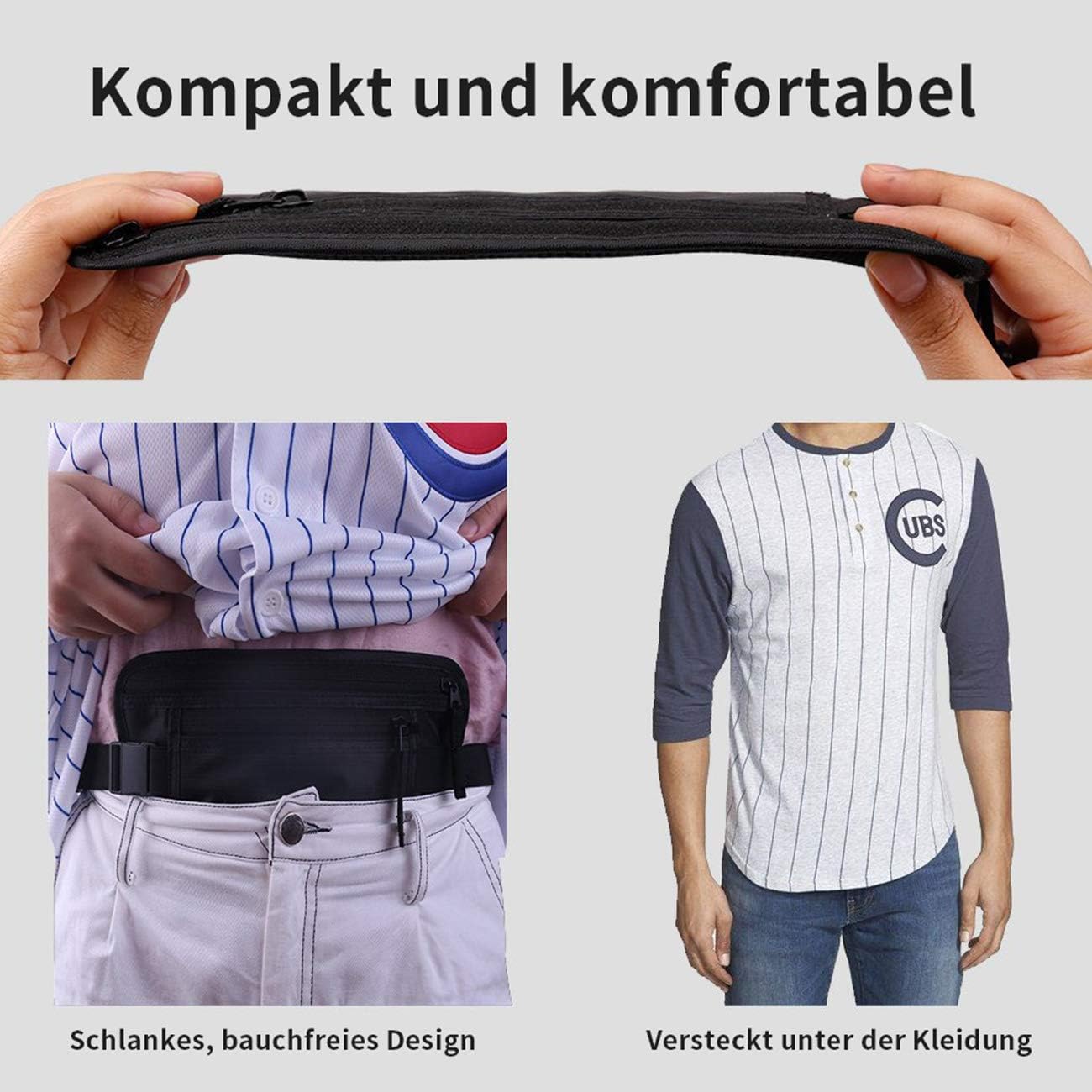 Accessori da viaggio Marsupio piatto da donna e uomo con tasca di sicurezza  RFID per viaggi e jogging con 10 schede RFID aderenti e impermeabili -  Money Belt Beige beige. urban-earth.co.uk