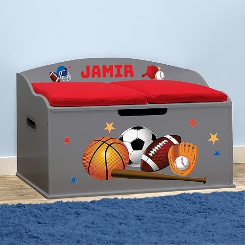 Miniatura 3 de DIBSIES Caja de juguetes personalizada Creative Wonders, deportiva, 30 x 19.25 x 18 pulgadas, tapa de cierre suave (gris cola de milano)