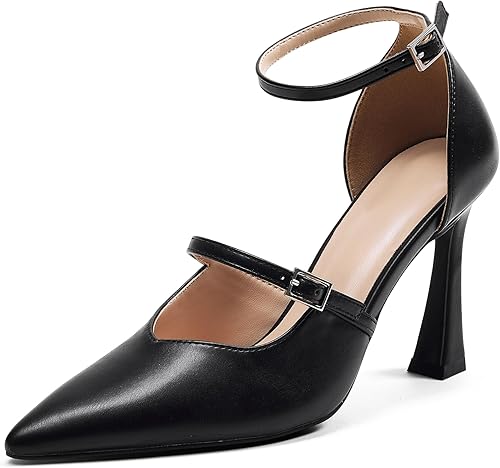 GENSHUO Women's High Heels Closed Toe D'Orsay Stiletto Pointed Toe 3.54 Inch Pum