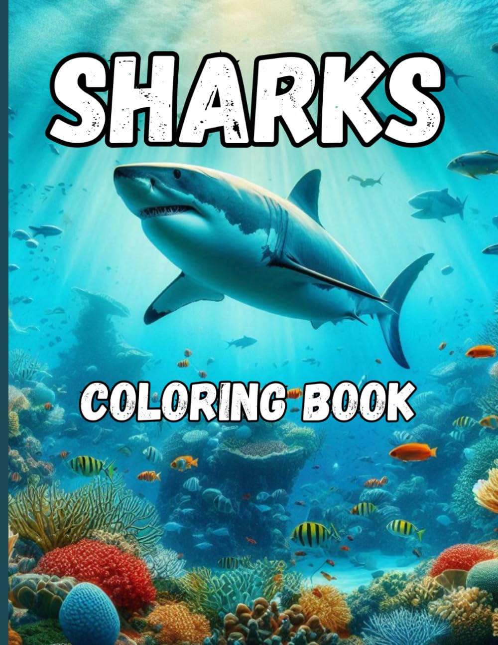 Sharks Coloring Book: An Underwater Coloring Adventure for Kids & Adults