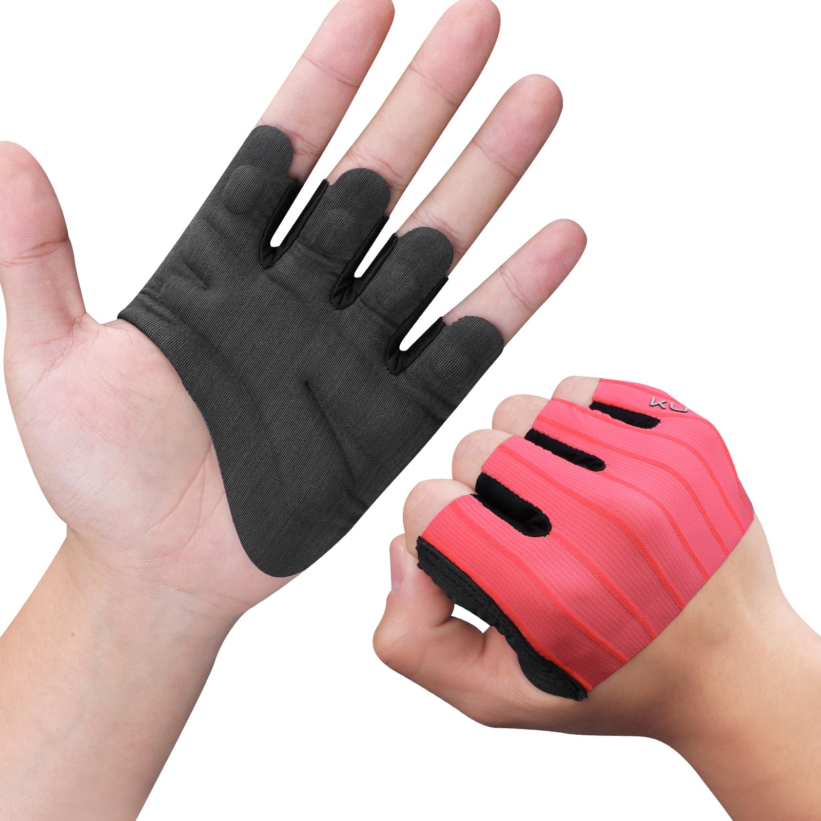 KUTOOK Fitness Gloves Men's Sports Thin Exercise Cycling Gauntlets Fingerless Women's Weight Training Glove for Strength Trainings Gym Accessories Men Women Neon Pink M