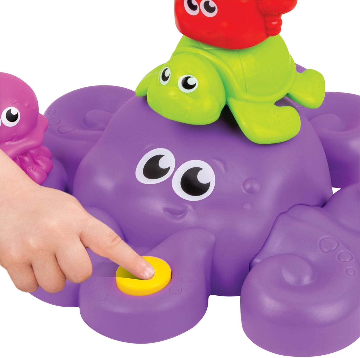 winfun Ocean Pals Splish Splash Stacker Bath Toy Stackable Turtle Crab Jellyfish Clam & Octopus with Squirting & Spinning Pearl Spinner Fun Bath Time Toy for Kids 12 Months+