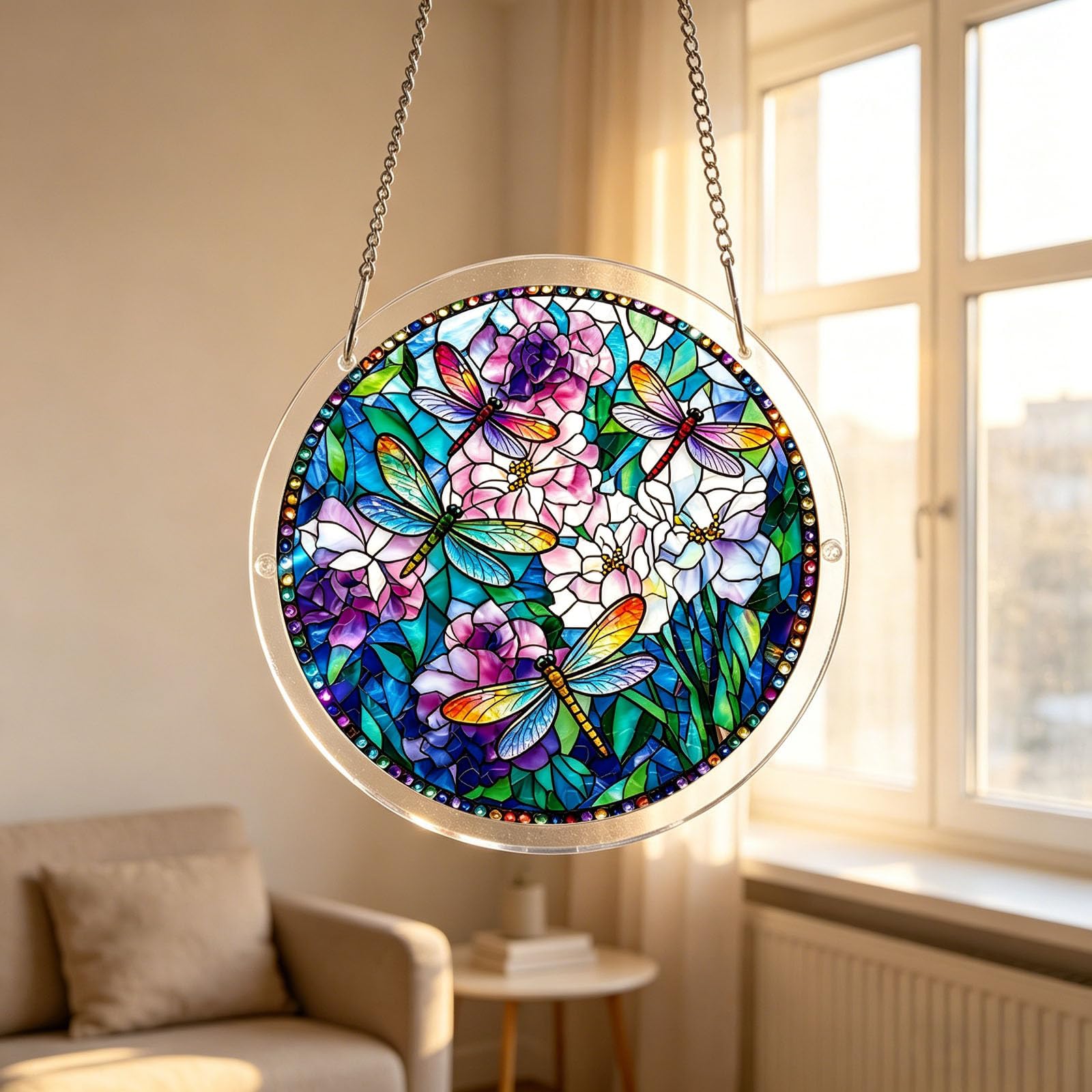 Acrylic Jigsaw Puzzle Suncatcher, 7.9in/20cm Acrylic Suncatcher Puzzle, Suncatcher Puzzle Kit, for Doors Garden and Window Hanging&Birthday Gift (G) - 3