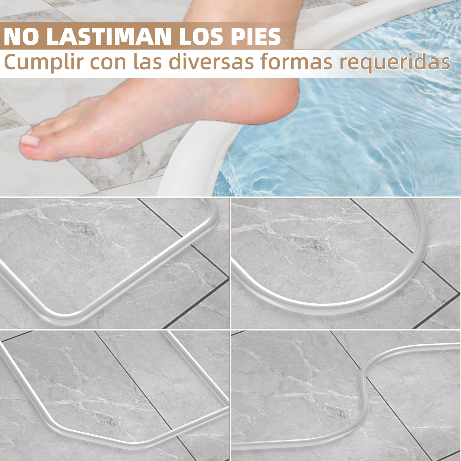 Esufeir 39"/1m Plegable Perfil Silicona Borde Plato Ducha,Autoadhesiva Barrera Ducha Suelo Que No Salga Agua Copete Encimera Cocina,Goma Burlete Junta Vierteaguas Mampara Baño,Umbral Ducha Tira,Blanco