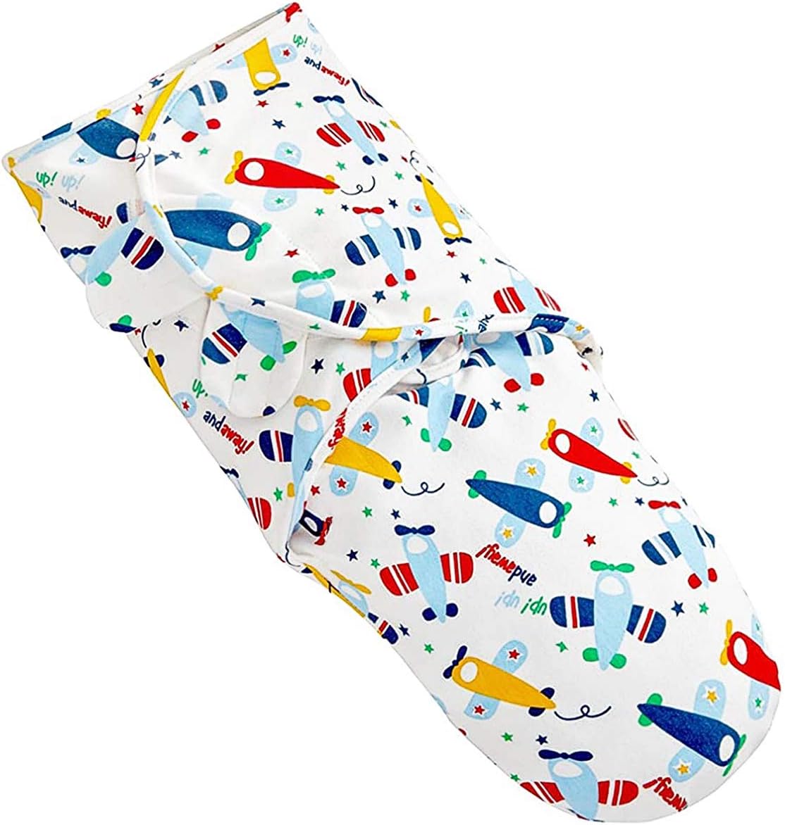 talinuBlue swaddle blanket/baby sleeping bag/swaddle cloth 100% cotton with a handy fastening straps – design ‘airplanes’ – for newborns |1-3 months old, 3-6 kg