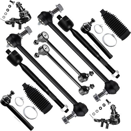 SCITOO Kit de suspensión de 12 piezas con barra estabilizadora, rótulas inferiores, extremos de barra de acoplamiento interior exterior con botas de