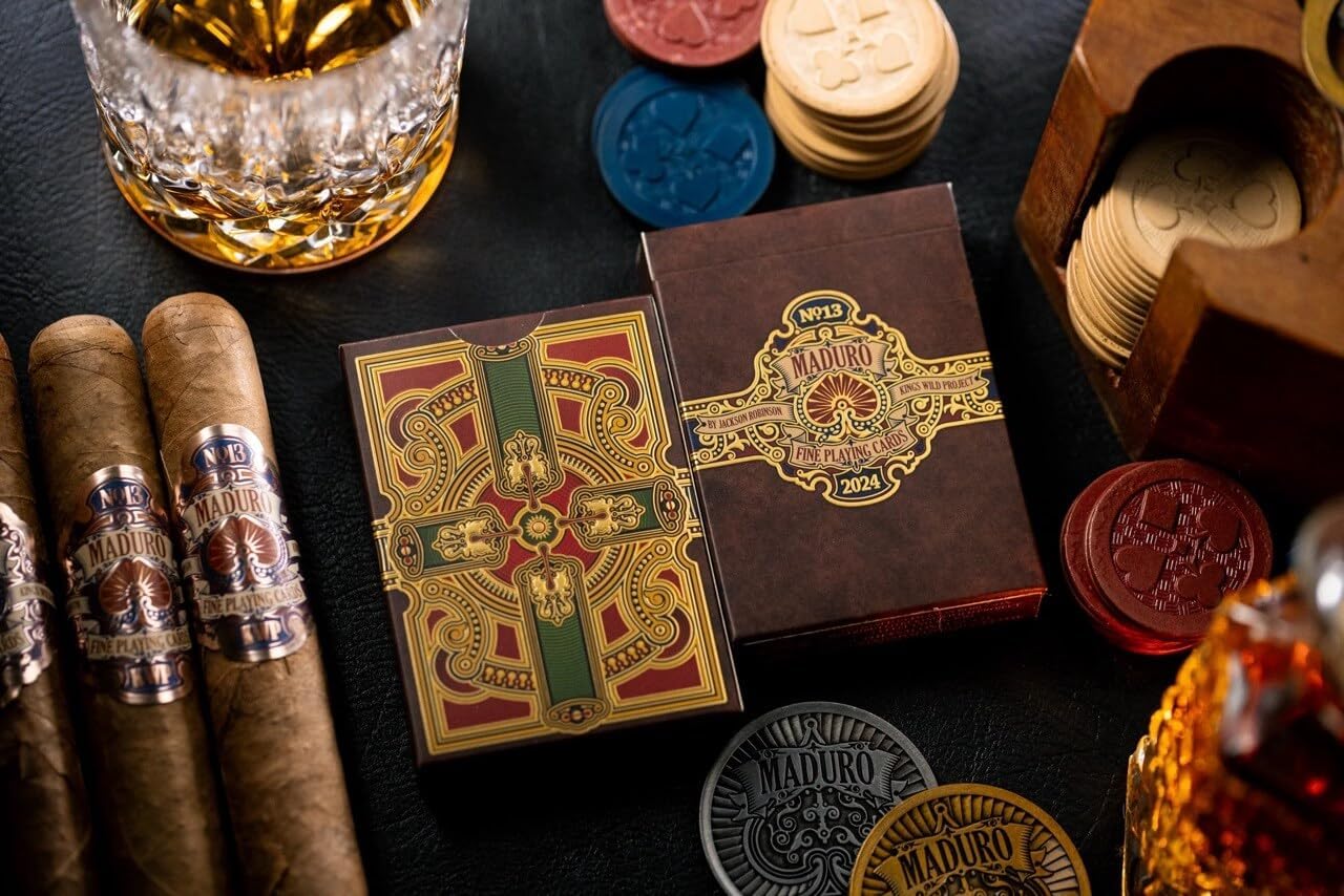 Gold Maduro Playing Cards (2024 Update)- Hand Illustrated Luxury Deck by Jackson Robinson, Kings Wild Project, Adult Collectible Deck, 14+