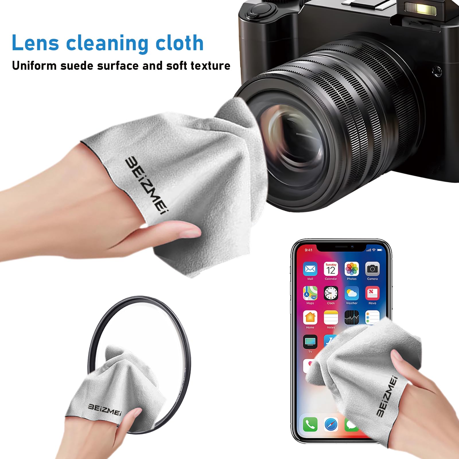 Paraluce da 52 mm, compatibile con tutti gli obiettivi della fotocamera con filettatura da 52 mm (modello universale) + panno per la pulizia dell'obiettivo. (52 mm Spiral Petal Light Shield)