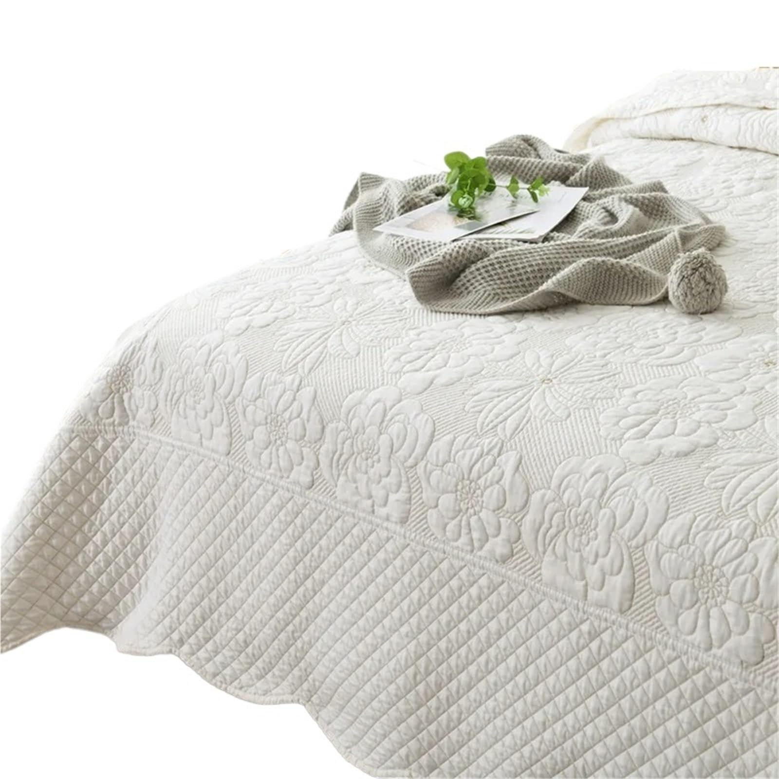 DAJGRHE Bedspread Classical 3Pcs Cotton Quilted 2Pillow Shams Decorative Bed Coverlet(Color 3,280X260cm 3Pcs)