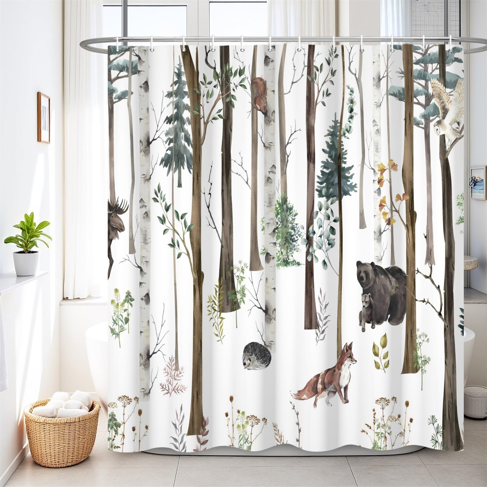 Rideau de douche ours en polyester pour stopper l'eau et décorer une douche