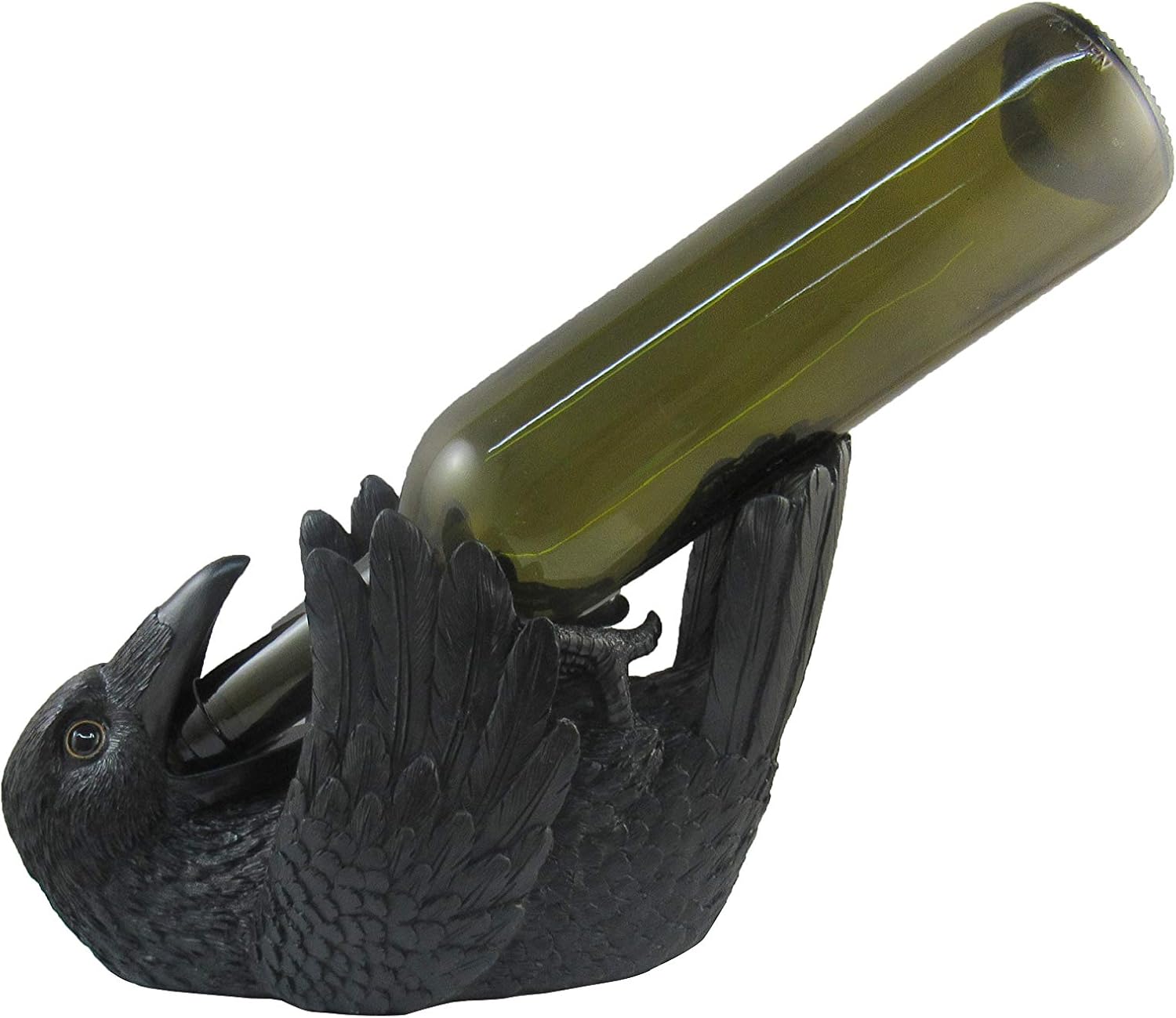DWK "Poetic Potion Raven Bird Decorative Table Top Wine Bottle Holder | Home Bar Decor | Wine Accessories for a Wine Bar | Kitchen Organization | Great Gifts for Her - 10"