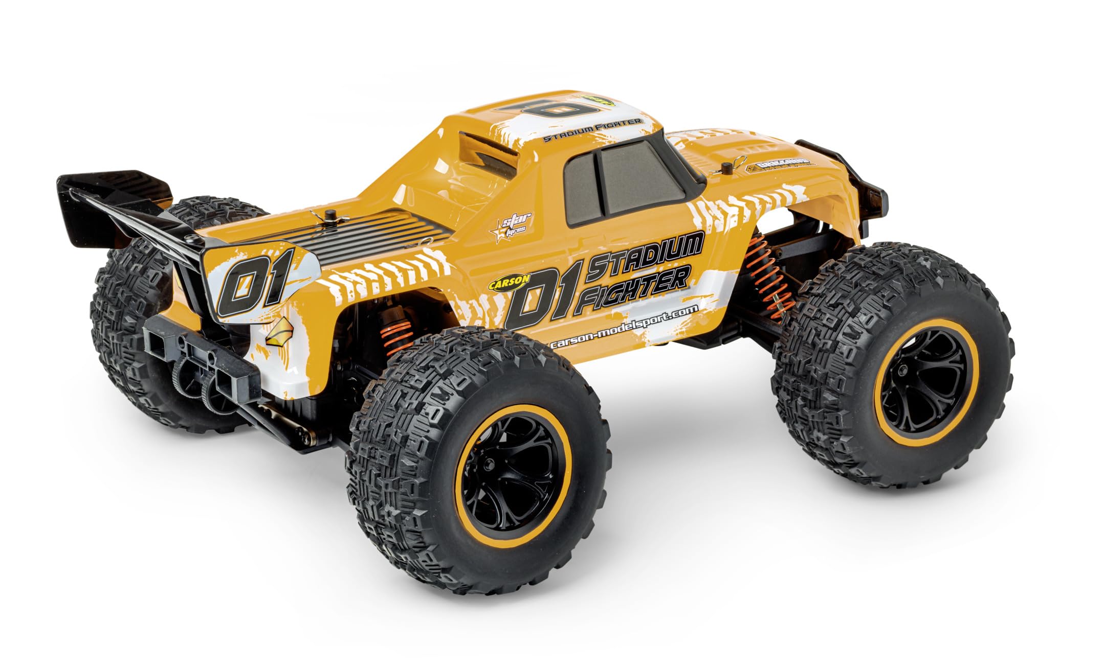 Carson 500404253 1:10 XS Stadium Fighter 100% RTR Naranja - Coche teledirigido, Buggy con radiocontrol, Incl. Pilas y Mando a Distancia, Buggy Todoterreno