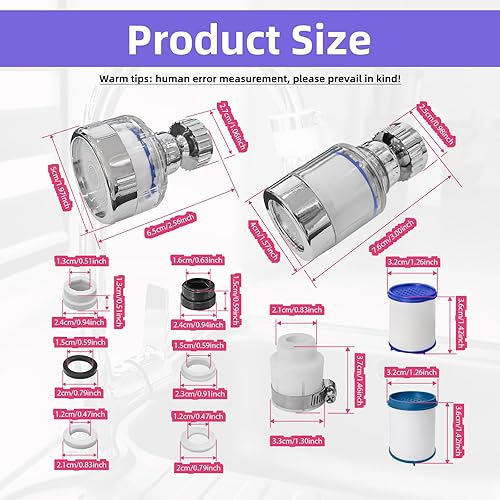 Miniatura 2 de Juego de 28 filtros de agua para fregadero con elementos filtrantes, grifo de filtro giratorio de 360, alta capacidad de filtración para fregaderos