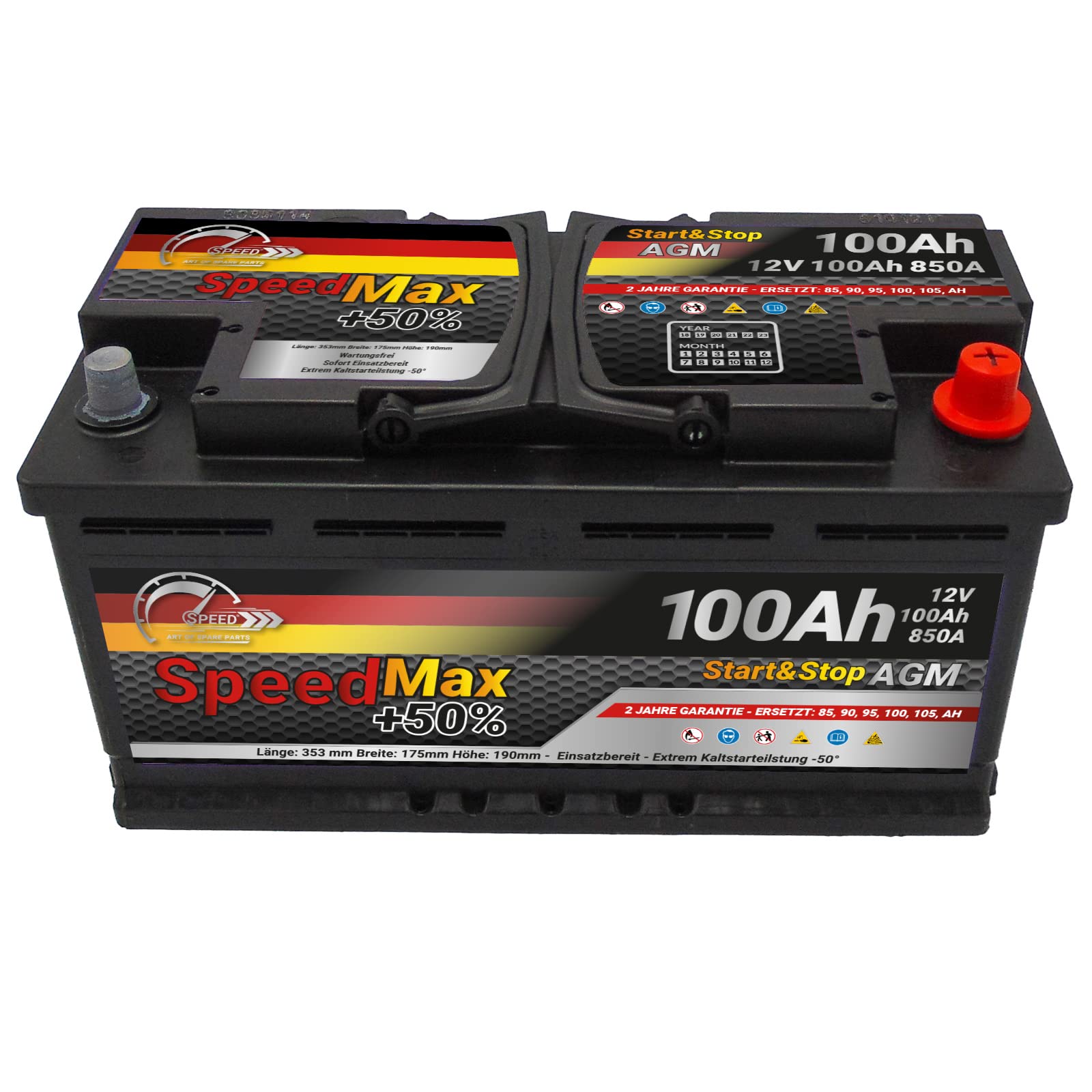 Batteria Speed Max 100Ah AGM 850A Start&Stop 12V