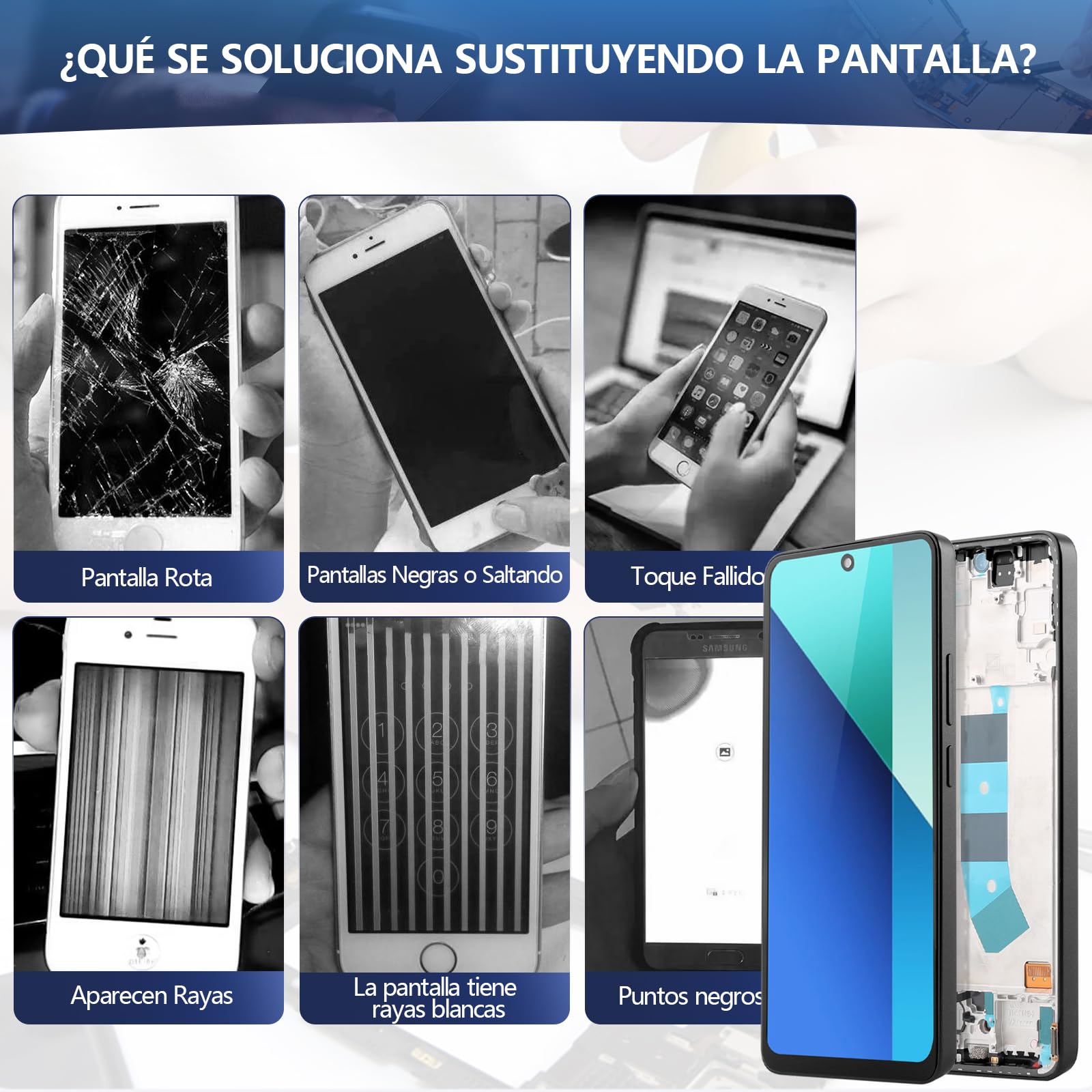 RongZy Pantalla para Xiaomi Redmi Note 13 4G 23124RA7EO LCD Reemplazo de Pantalla LCD para Xiaomi Redmi Note 13 4G LCD Digitizer Pantalla táctil Montaje Reemplazo con Herramientas (Negro con Marco)