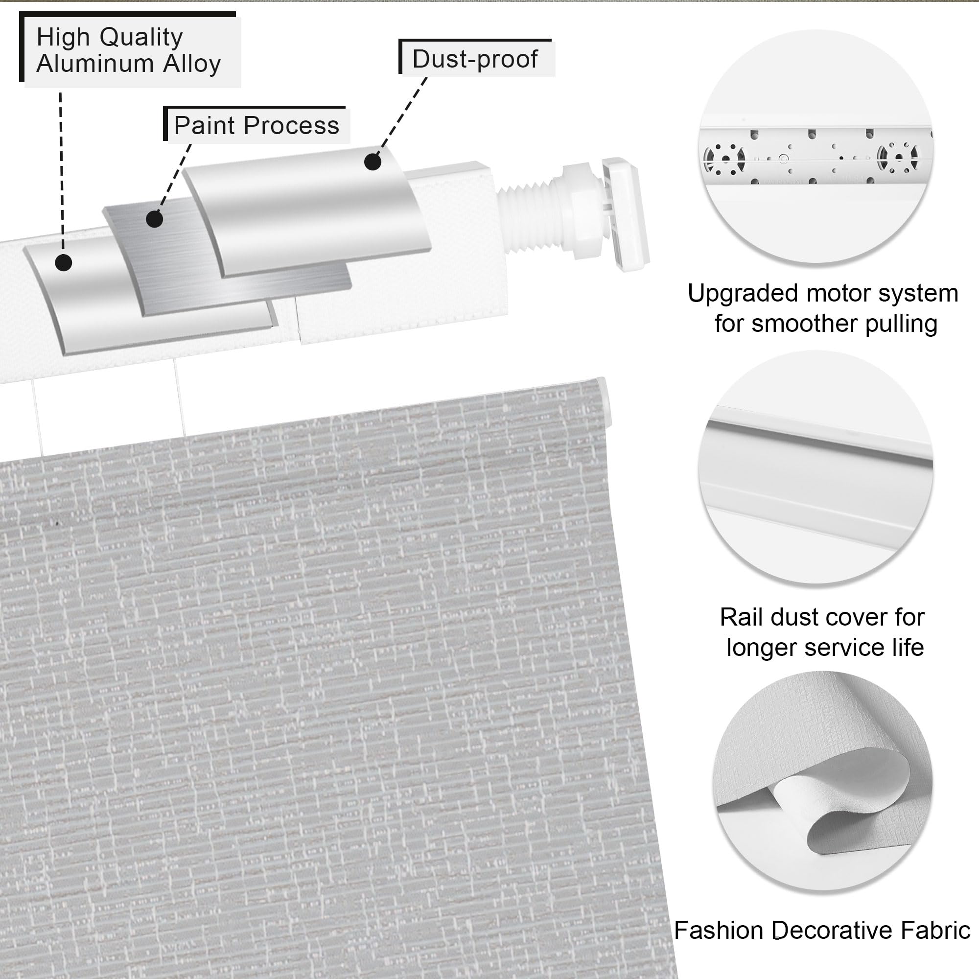 Sulugood NO Drill NO Tools Cordless Roman Shades for Interior Windows, Top Down Bottom Up Roman Window Shade, Custom Blackout Linen Roman Window Blinds(75
