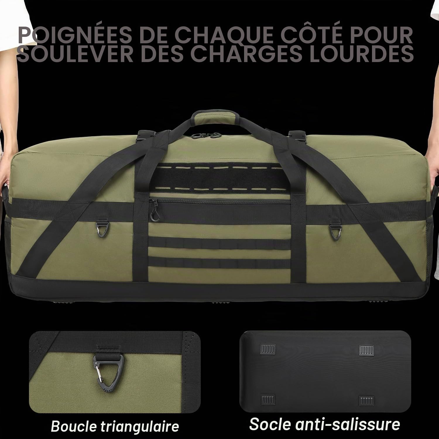 Sac de voyage de 125 l - Grand sac de sport pour homme - XXL - Pour sauna, fitness, week-end, camping, vert, sporttasche 125L, Classique