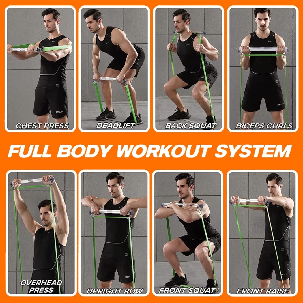 Conjunto de Banda de Resistencia portátil para Trabajo Pesado, Kit de Barra de Ejercicio, Gancho de Gran tamaño, Gimnasio en casa, Sentadillas, Pilates, Equipo de Entrenamiento para Fortalecer la es