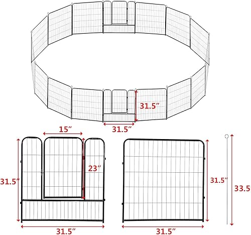 Miniatura 3 de Confote Corralito para perros y mascotas, 16 paneles de 32 pulgadas, plegable, para exteriores, valla de metal para mascotas, perrera para perros