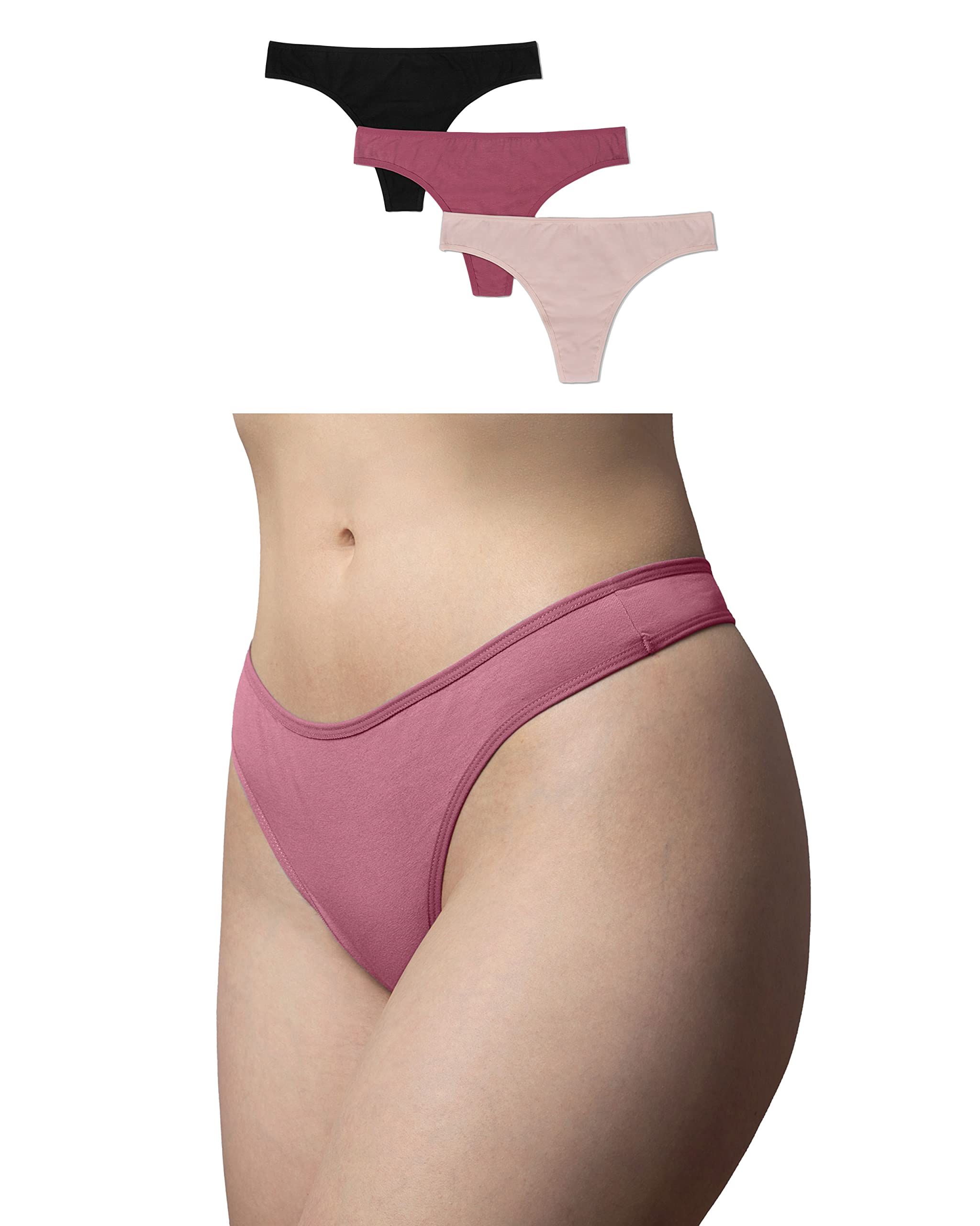 Snocks Tanga Damen aus Bio-Baumwolle (3er Pack) - String Damen Klassisches Design - Angenehmes Tragegefühl ohne Einschneiden - Unsichtbare Unterwäsche im Alltag
