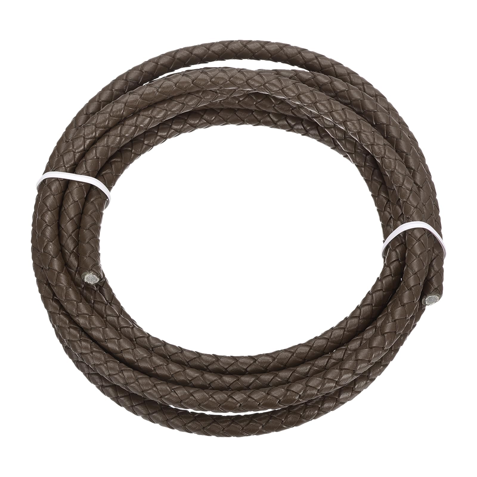 MECCANIXITY 2.2 Yards Round Braided Bolo Leather Cord 6mm Diameter Leather Strip Braiding Leather Strap 2 Meters Long for Bracelet Necklace Beading,