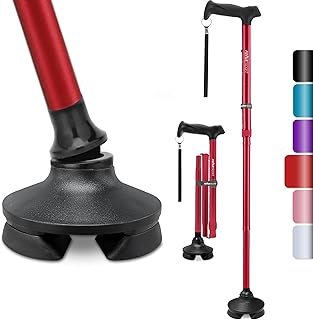 Rehaescort Walking Cane for Men & Women - Folding, Adjustable, Lightweight, Walking Canes for Seniors Balance, Free Standing, Pivot Tip, Soft Handle, Foldable Walking Sticks with Travel Bag