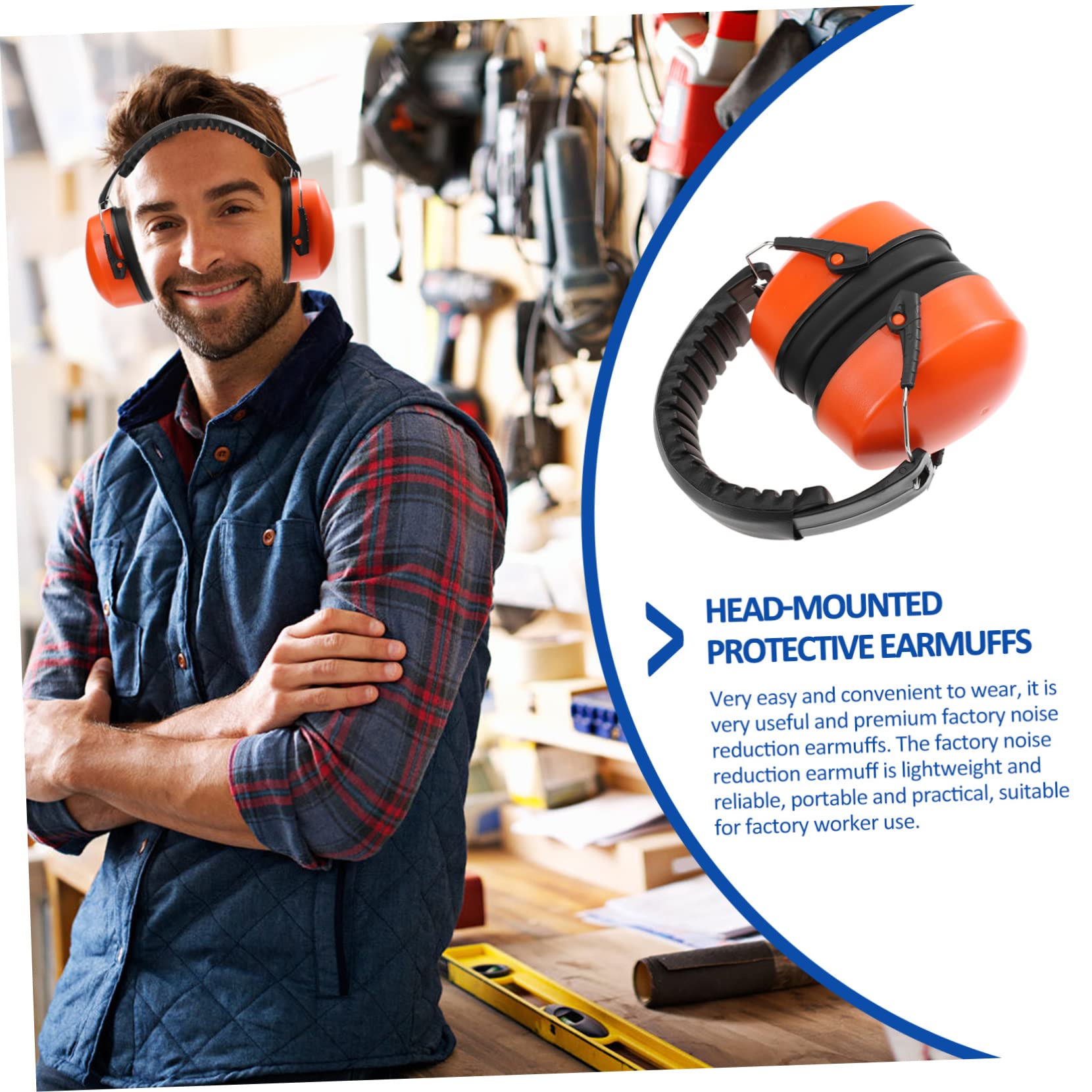 SHINEOFI 2 Pezzi Cuffie Protettive Antirumore Leggere per Lavoratori Isolamento Earmuffs per Riduzione Del Rumore Industriali Design Head Mounted Facili da Trasportare