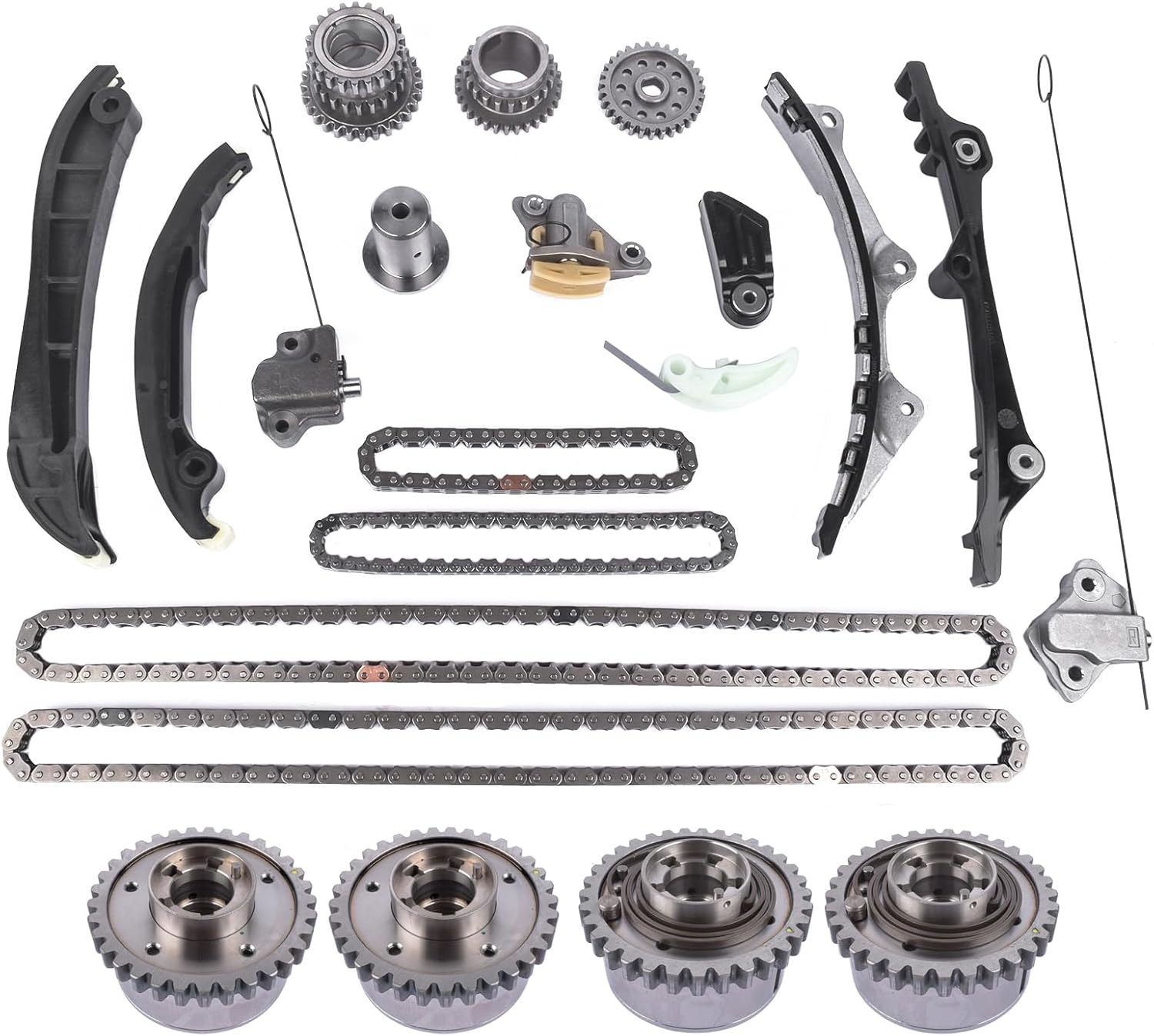 Intake & Exhaust VVT Gear Cam Phasers Adjusters Timing Chain Kit fit for 2011-23 Dodge Chrysler Jeep Ram 1500 3.6l v6 24v vvt # 5184352AF 5184370AI 5184369AH