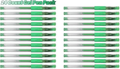 Sargent Art 24 bolígrafos de gel con purpurina verde, no tóxicos, bolígrafos de tinta mágica, rotuladores artísticos para dibujar, diario,