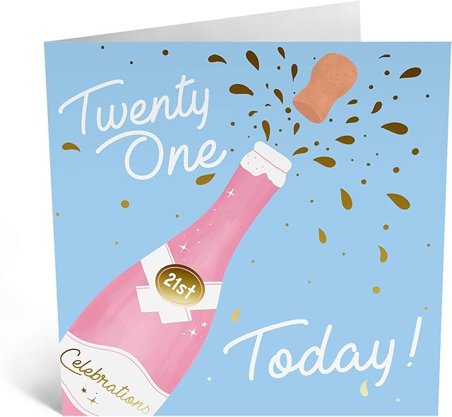 Central 23 - Cute Birthday Cards for Her - 'Twenty One Today, Happy Birthday' - Pretty Birthday Cards for Her - 21st Birthday Card - Sister Birthday Card - Comes with Fun Stickers