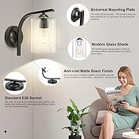 Vista 3 de CANMEIJIA Aplique de pared con 2 luces, accesorio moderno de iluminación de pared, luces de tocador de baño con lámpara de pared mate negra