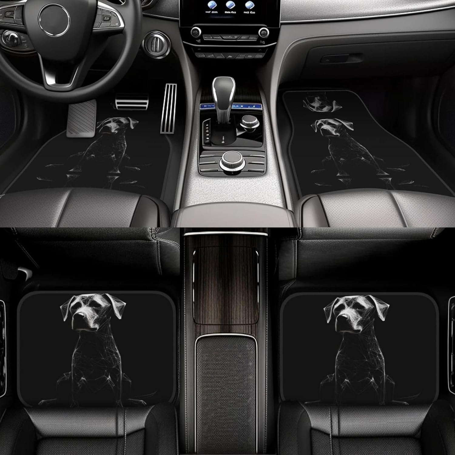 line dog Patterned car mats 4-piece set | For cars/SUVs/trucks | Firm fit without displacement