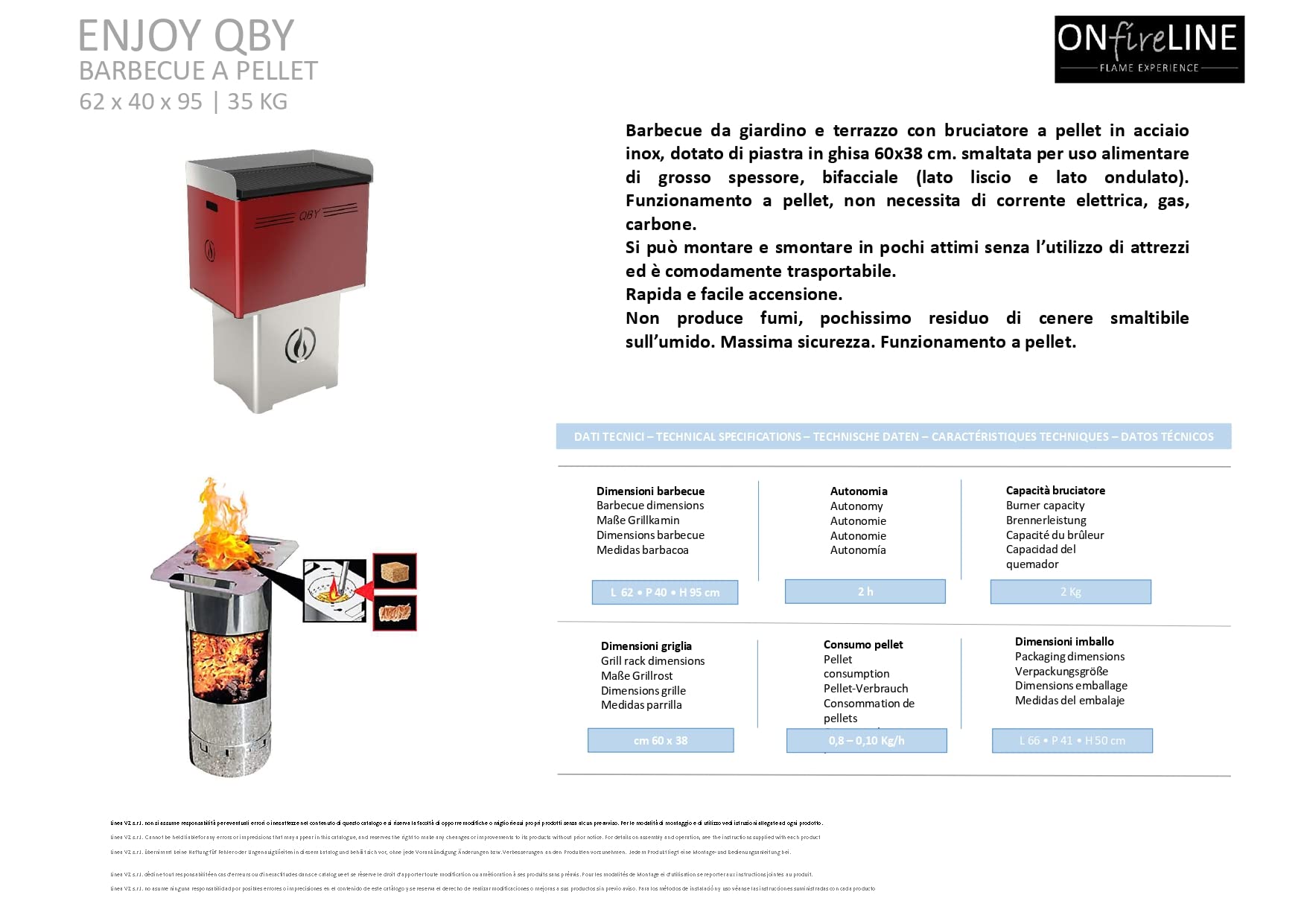 Barbecue da Giardino eTerrazzo Enjoy QBY Barbecue A Pellet On Fire Line (BORDEAUX)