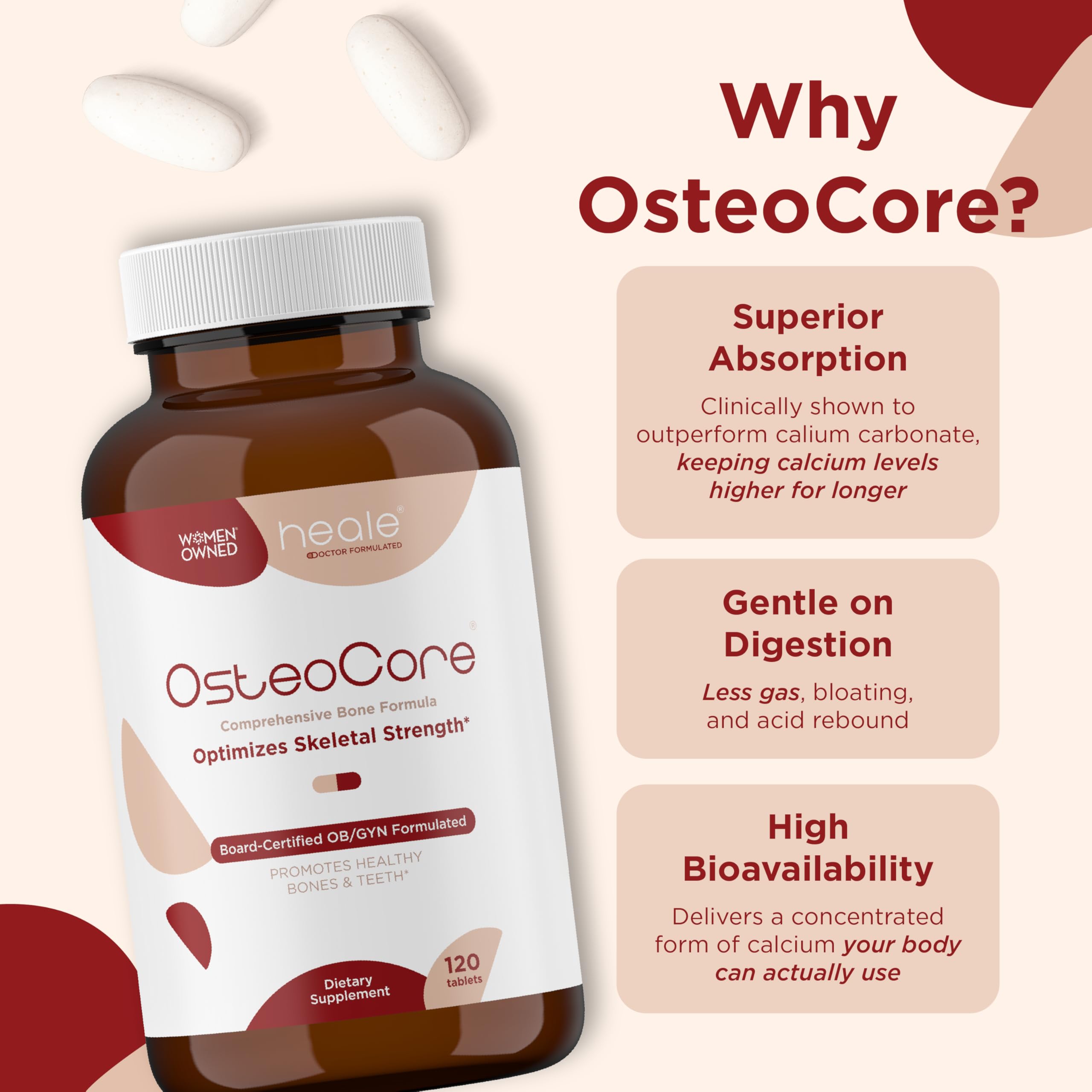 OsteoCore Calcium Supplements for Women, 1 Month Supply (120 Tablets) — Amazon image 5