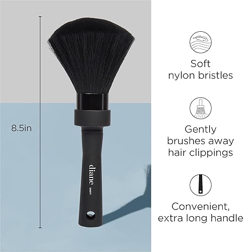 Miniatura 7 de Cepillo para el cuello grande Diane D9851 de barbero con cerdas de nailon color negro y dorado M Plateado