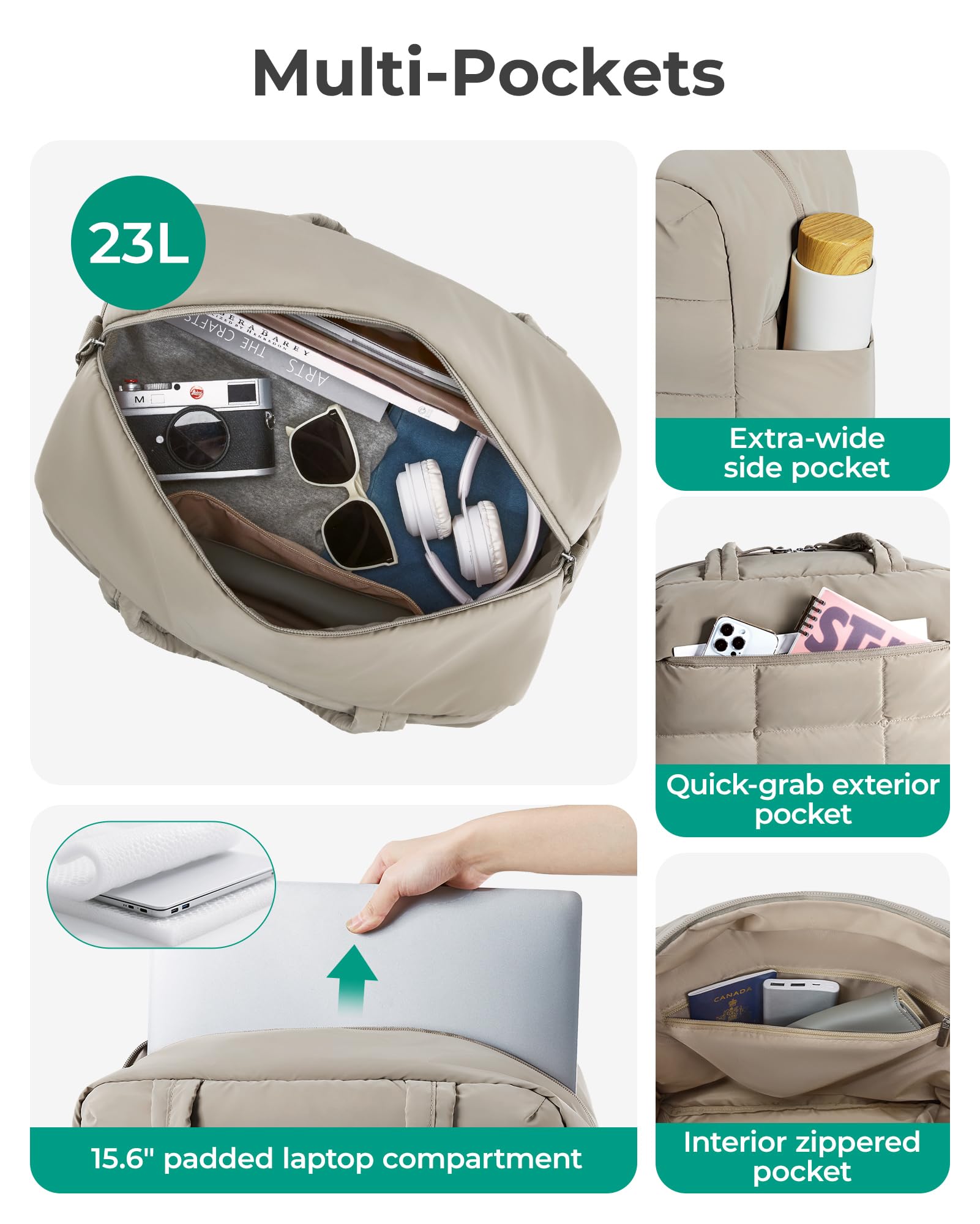 BAGSMART Bolsa de viaje pequeña para mujer, impermeable, con compartimento para zapatos, color negro, marrón