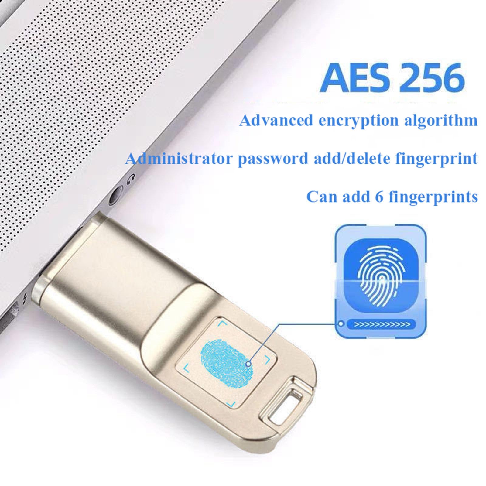 Unità flash U crittografata con impronte digitali 32G 64G 128G 256G Unità flash U antifurto in metallo per ufficio aziendale, chiavetta USB sicura crittografata biometrica,16G