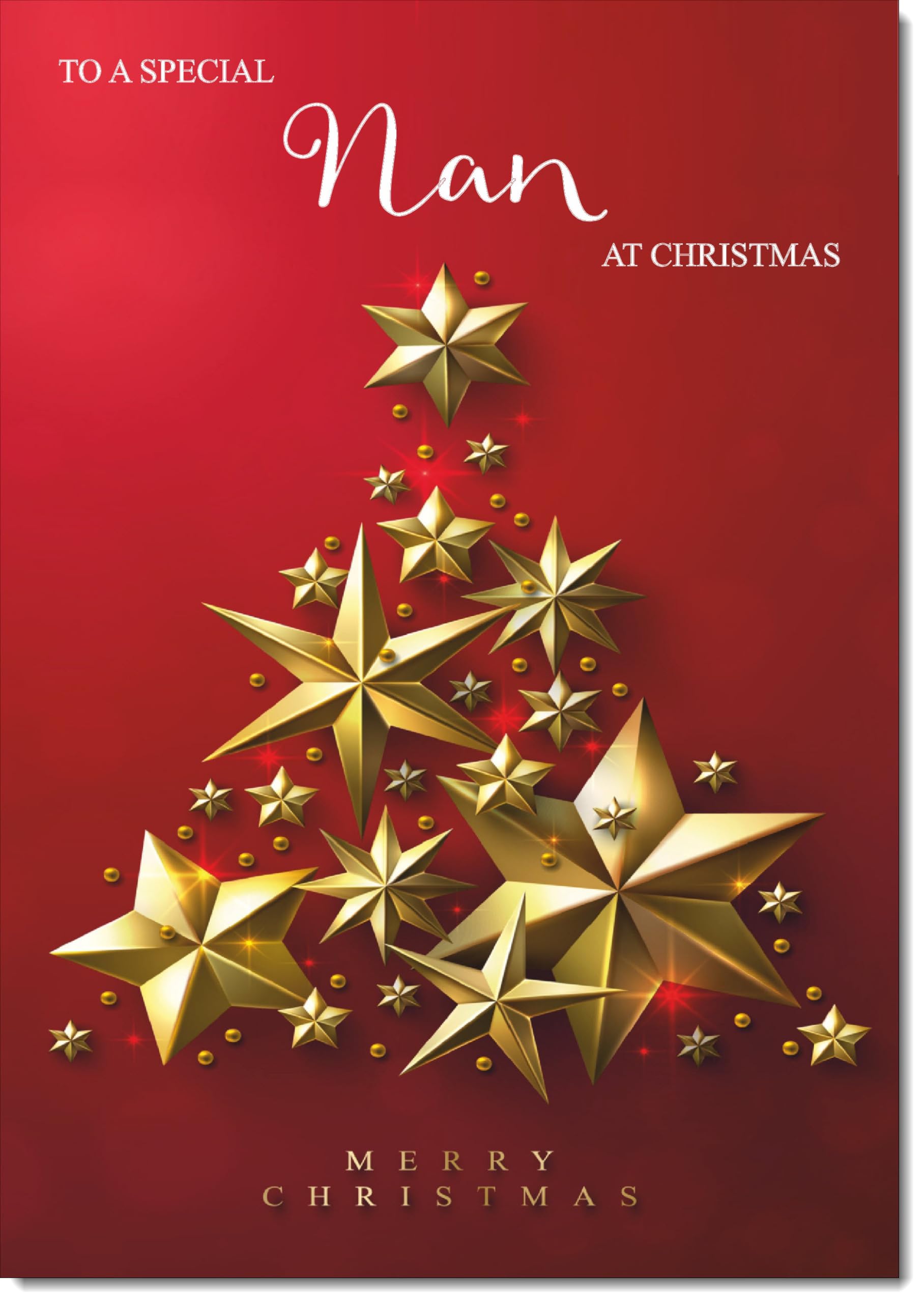 doodlecards Nan Christmas Card Gold Star Christmas Tree Large A4 Size Christmas Card for Nan with Plain Envelope — image 1