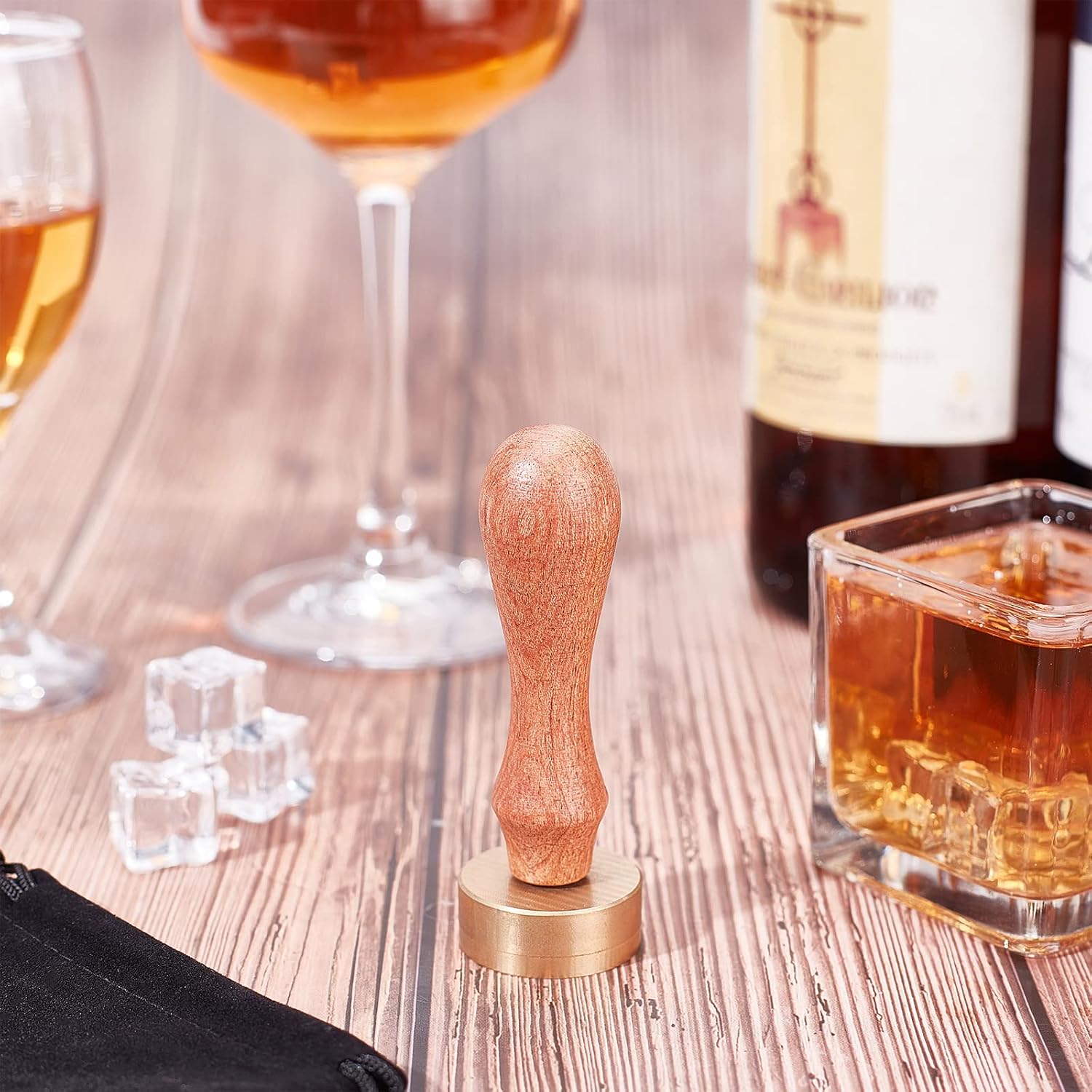 CRASPIRE Letter C Ice Stamp Initial Ice Cube Stamp with Removable Brass Head & Wood Handle 1.2" Vintage Ice Branding Stamp for Making DIY Crafting Cocktail Whiskey Mojito Drinks Wedding
