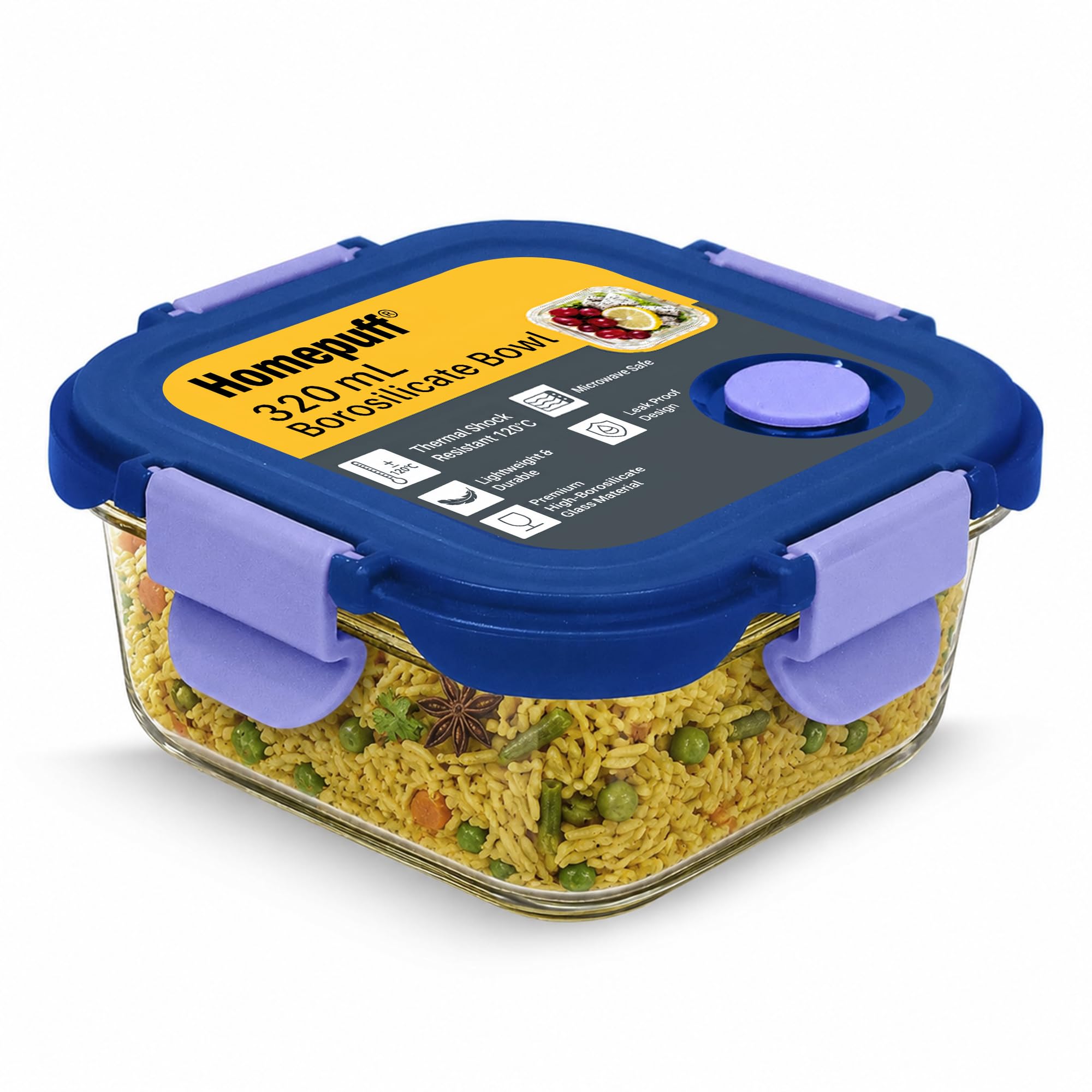 Home Puff Glass Lunch Box - Leakproof & Stackable -10