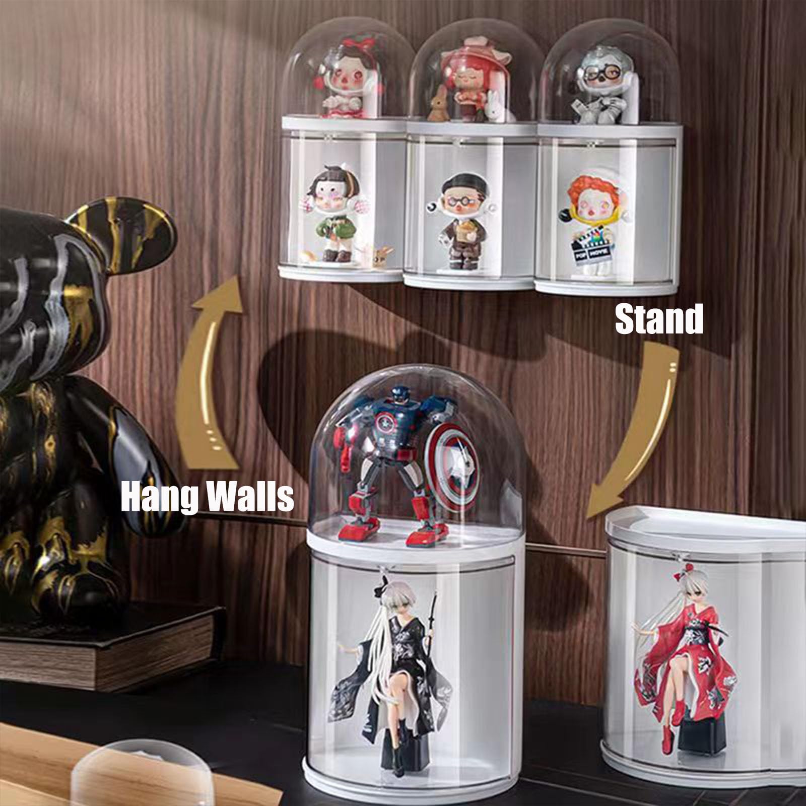Clear Figures Display Case, Wall-Mounted Display Box, Stackable Figures Blind Box, Doll Display Stand for Pop Mart Lego Collectibles Action Figures-3Layer