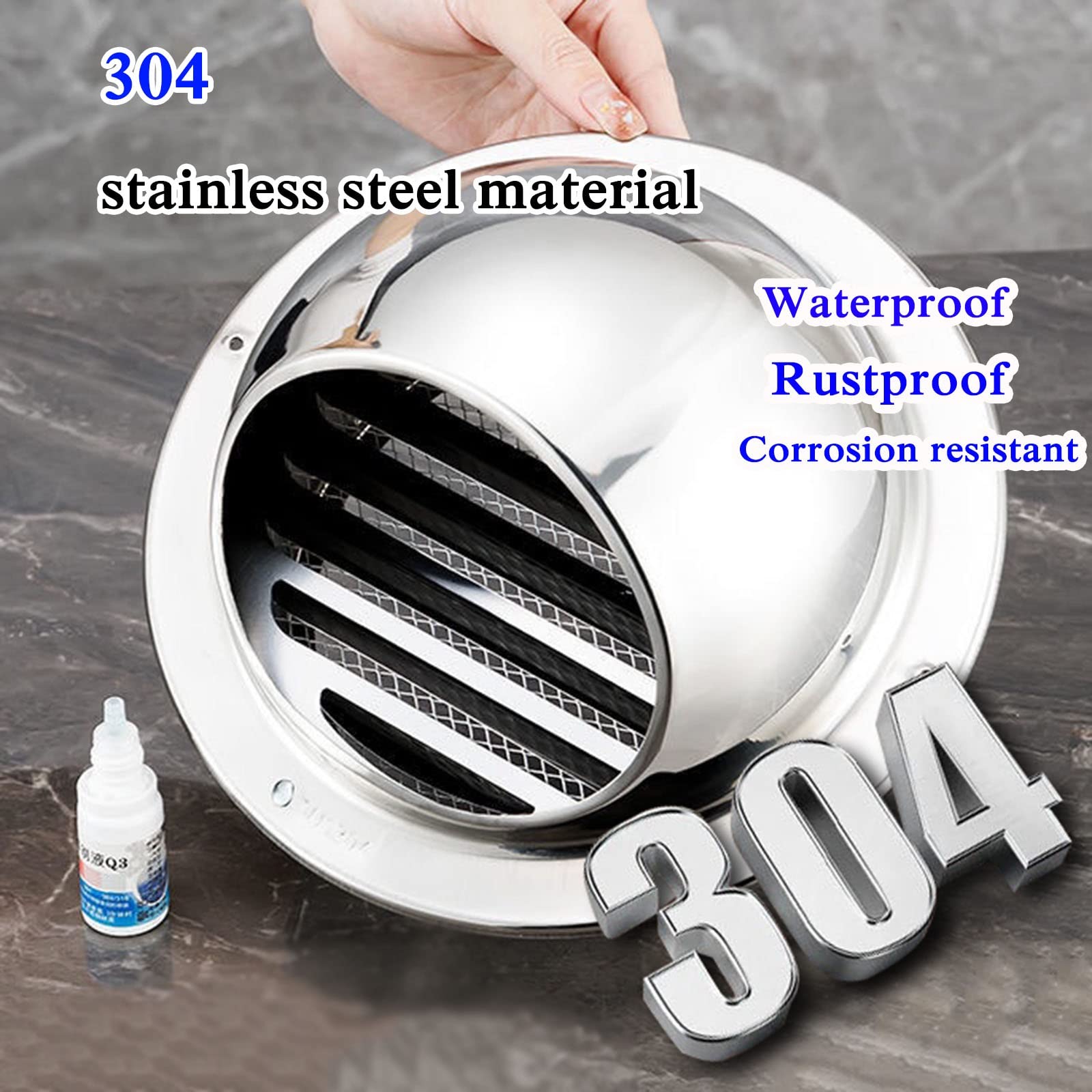 WORDFUN Grille D'Aération Murale, Grille De Ventilation en Acier Inoxydable, Conduit Aérateur d'air Bouche D'Extraction, Grille De Ventilation Hotte, Bonne Ventilation