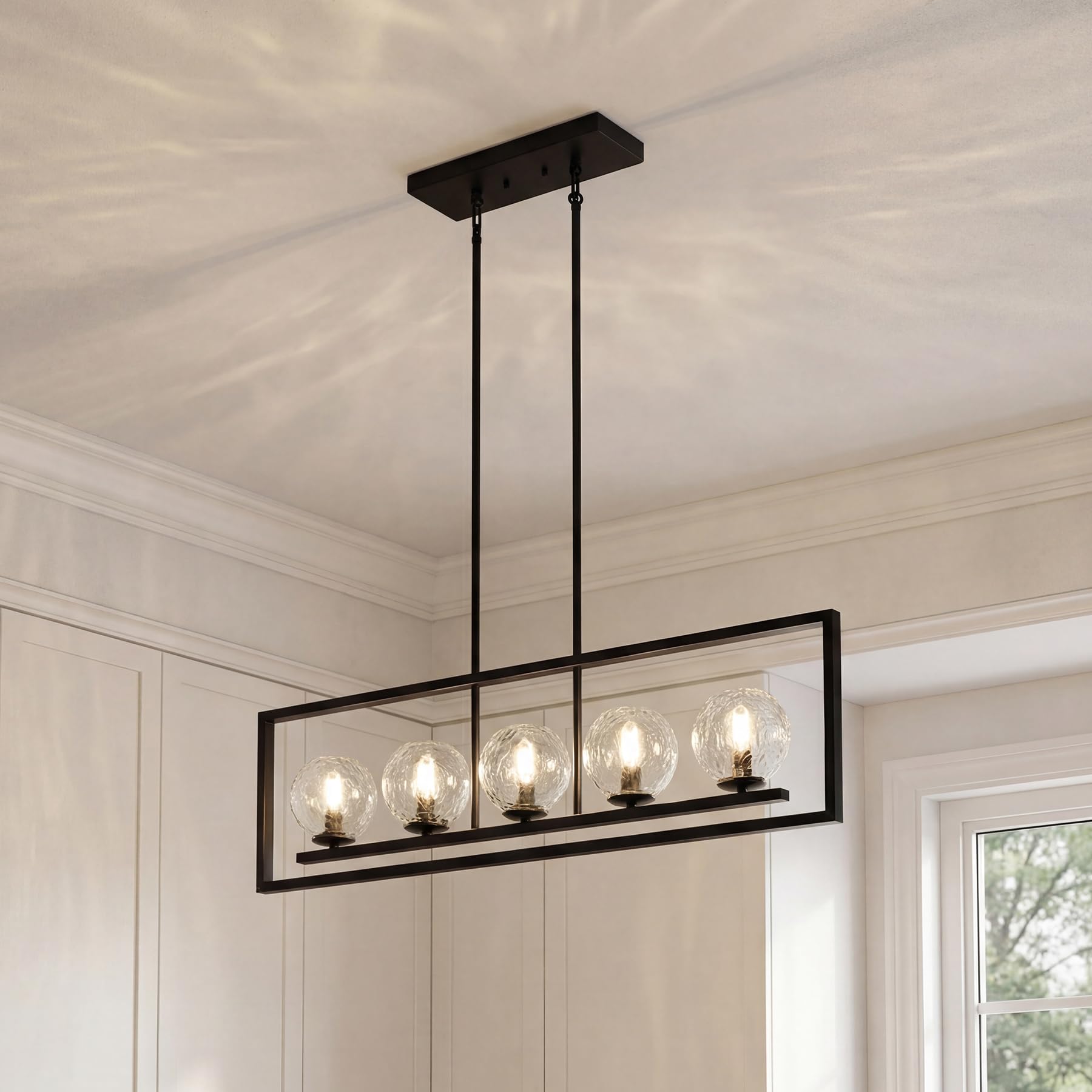 Tribesigns Moderne 5-flammige Hängeleuchte, höhenverstellbar, metallene Deckenleuchte für Esszimmer, Küche, Foyer, Eingangsbereich und Schlafzimmer (E14-Fassung, ohne Leuchtmittel)
