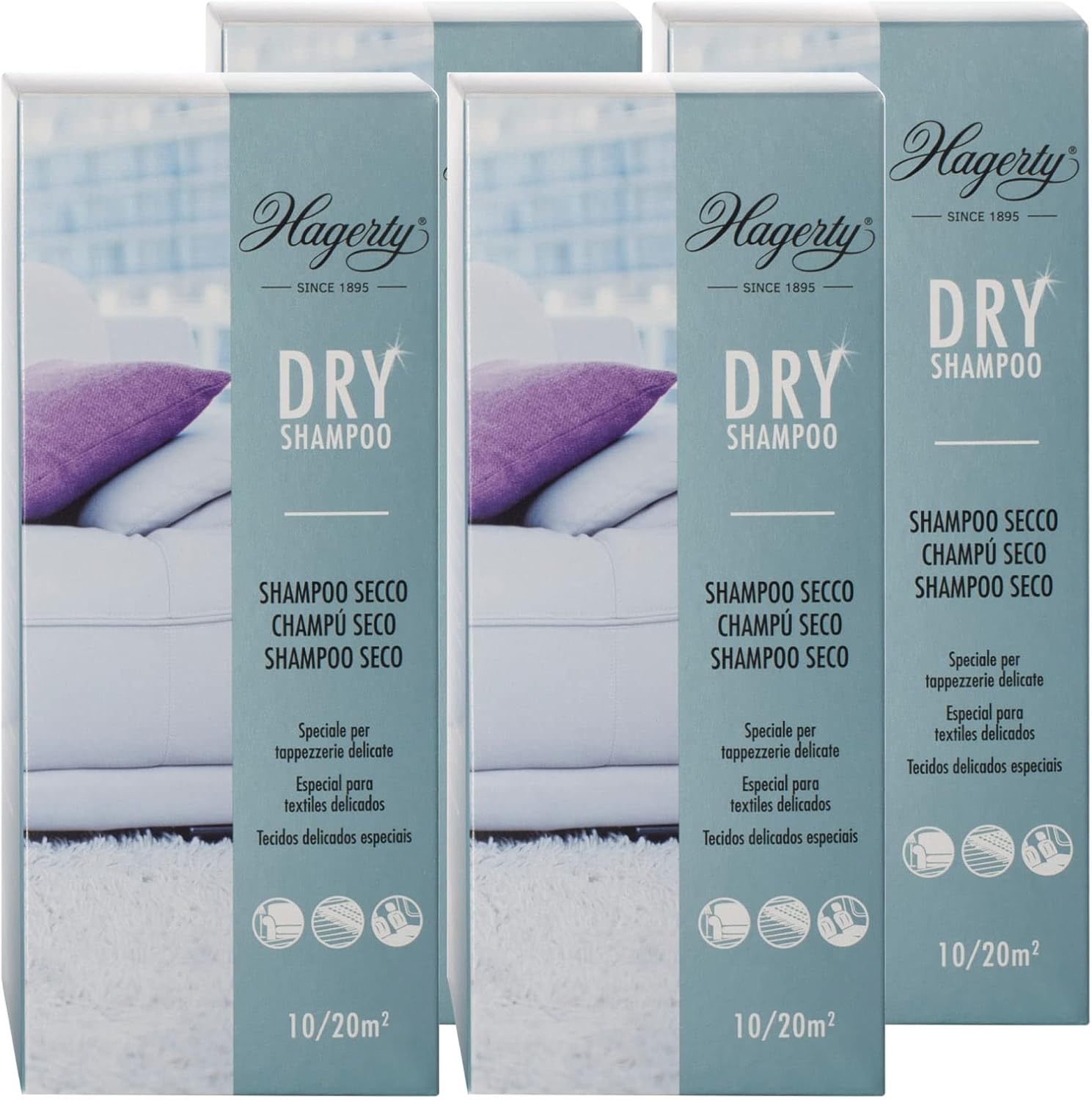 4x Hagerty Dry Shampoo a Secco Detergente in Polvere Smacchiante per
