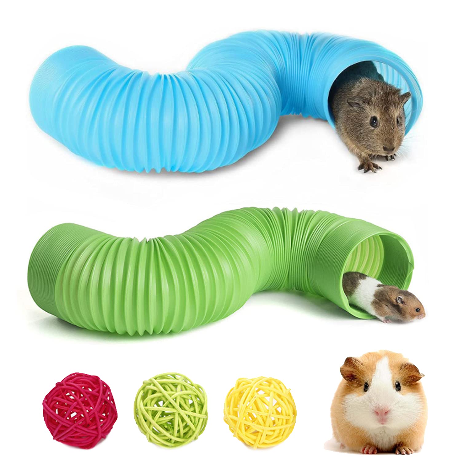 Buy Small Animal Tunnel, 2 Pack Collapsible Plastic Hamsters Tube