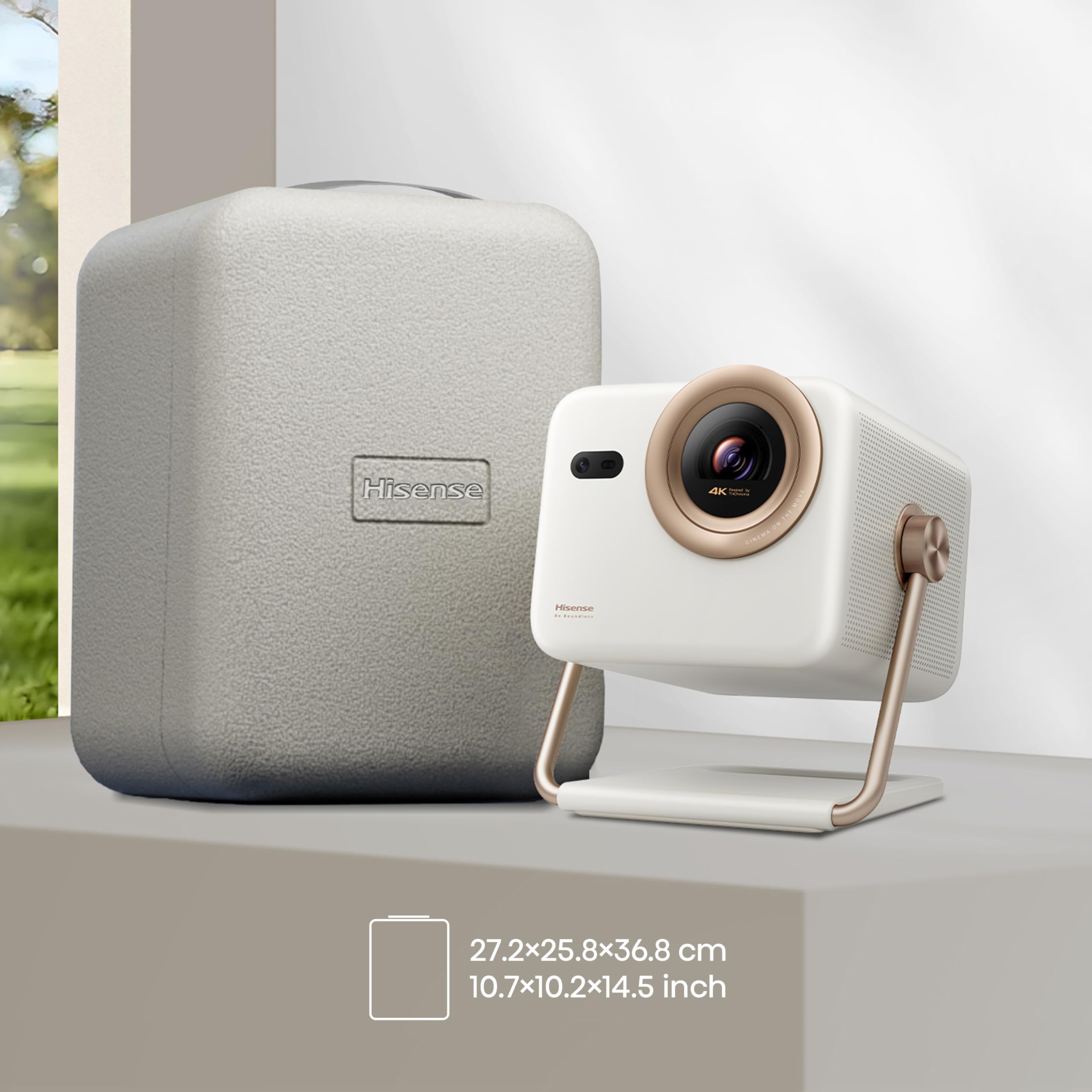 Hisense M2SE Pro - Mini Proyector Laser Trichroma UHD 4K Smart TV, 65 a 200 Pulgadas, 1150 Lumen, Dolby Vision, Audio 2x10W, Zoom Óptico, Autoenfoque, Protección Ocular, Auto-Corrección Trapezoidal
