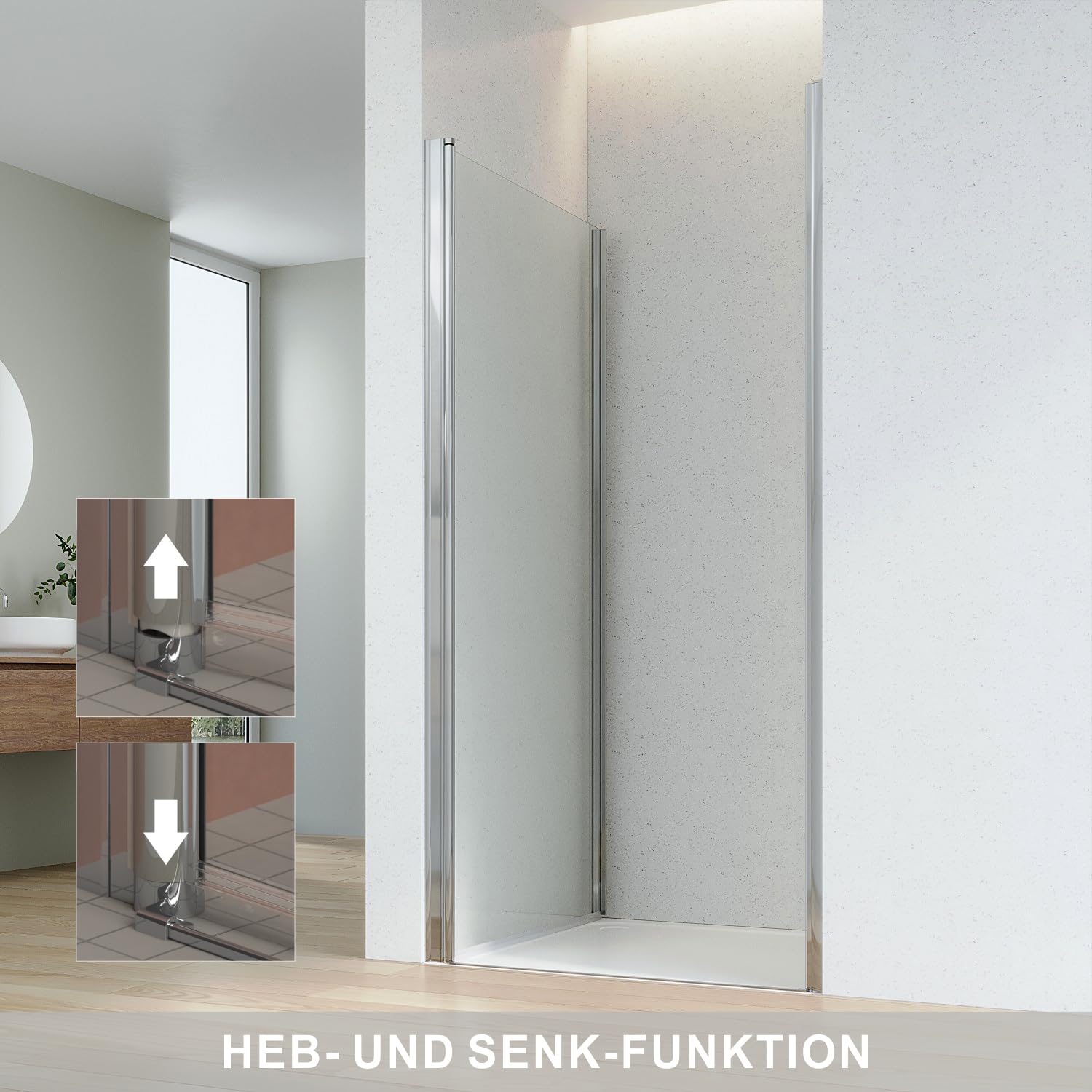 Duschtür Glas 85 cm Pendeltür Dusche Nischentür rahmenlos