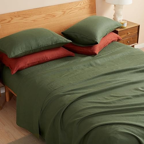 Miniatura 5 de DAPU Funda de colchón 100% lino francés (1 pieza) con bolsillo profundo de 16 pulgadas, lino francés natural puro de Normandía, ultra suave,